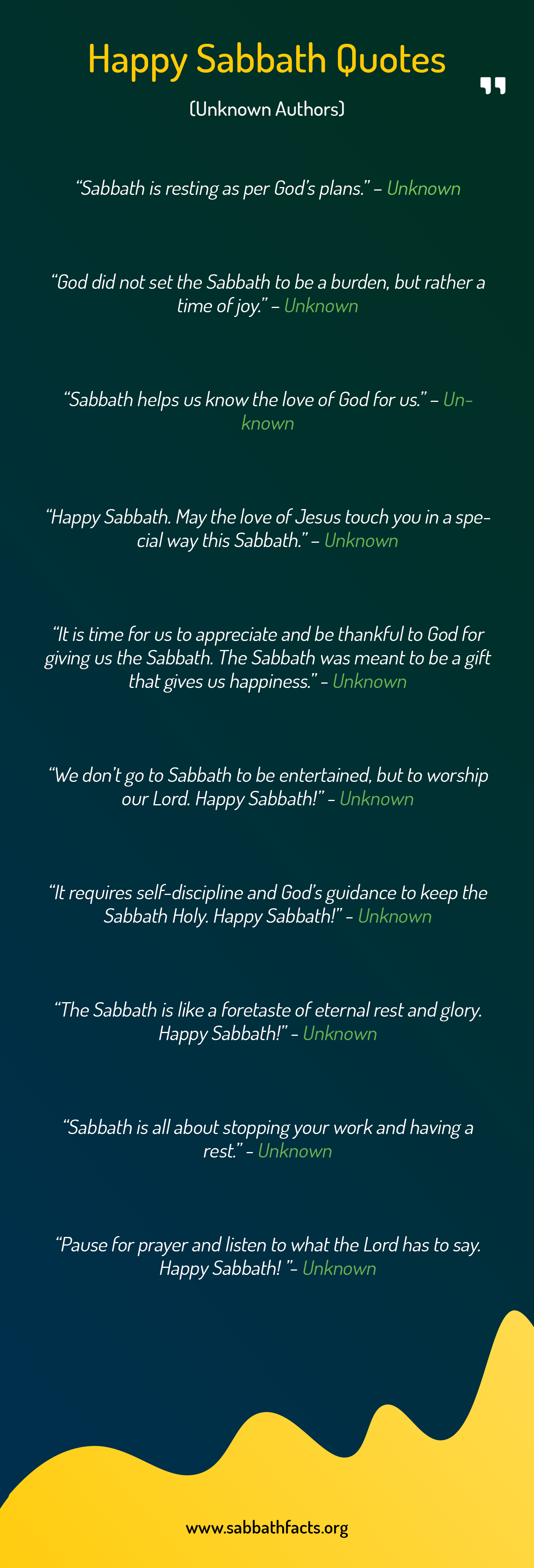 Inspirational Happy Sabbath Quotes (Unknown authors)